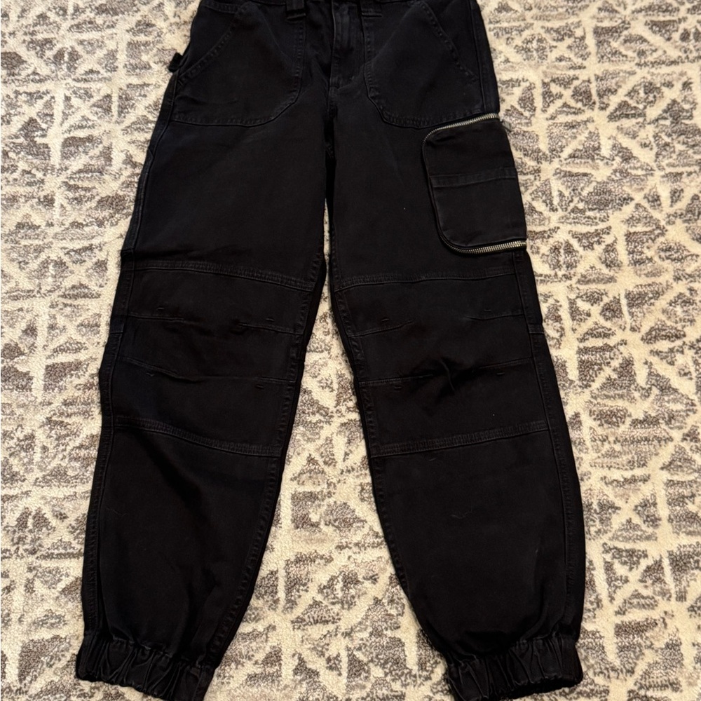 All Saints Black Cargo Trousers with utility Pockets